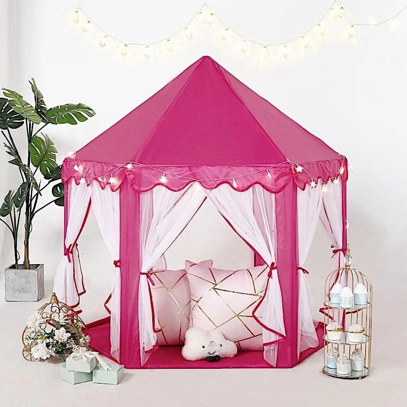 Pink Princess Castle Play Tent For Kids Indoor Outdoor Children Playhouse - Image 9