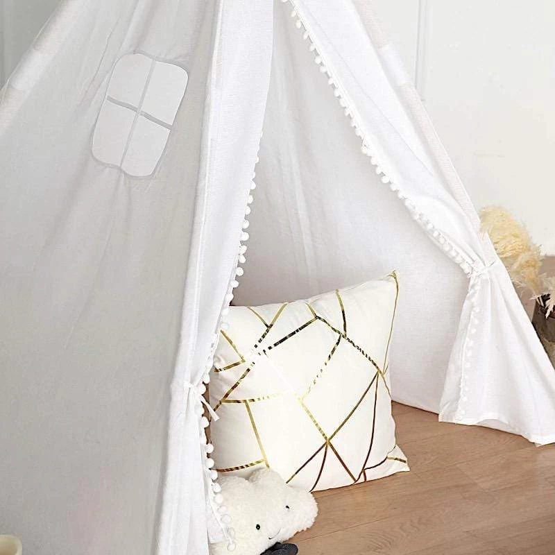 White Teepee Play Tent For Kids Indoor Outdoor Children Playhouse - Image 4