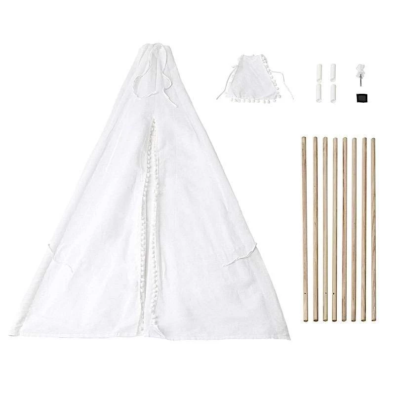 White Teepee Play Tent For Kids Indoor Outdoor Children Playhouse - Image 8