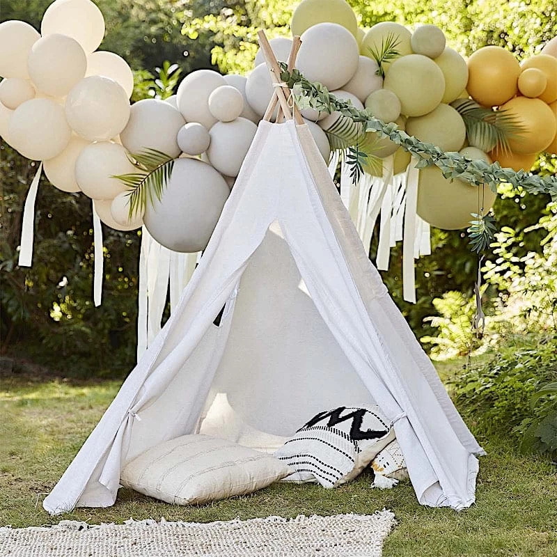 White Teepee Play Tent For Kids Indoor Outdoor Children Playhouse - Image 10