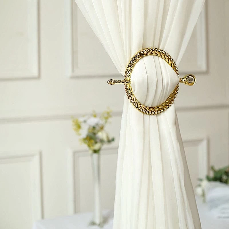 2 Round 6 In Plastic Curtain Tie Backs Braided Design With Acrylic Crystals - Image 8
