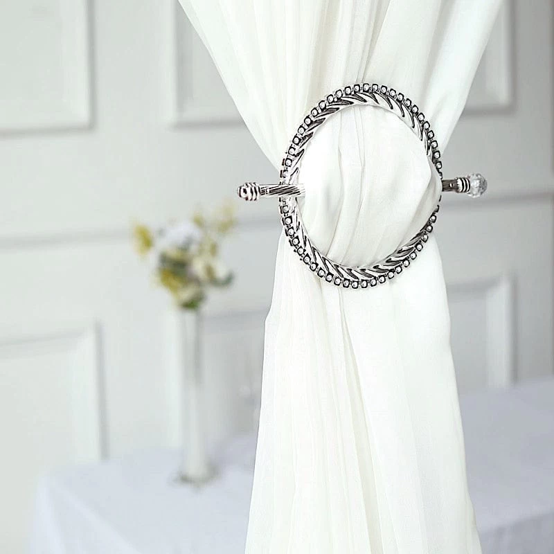 2 Round 6 In Plastic Curtain Tie Backs Braided Design With Acrylic Crystals - Image 18