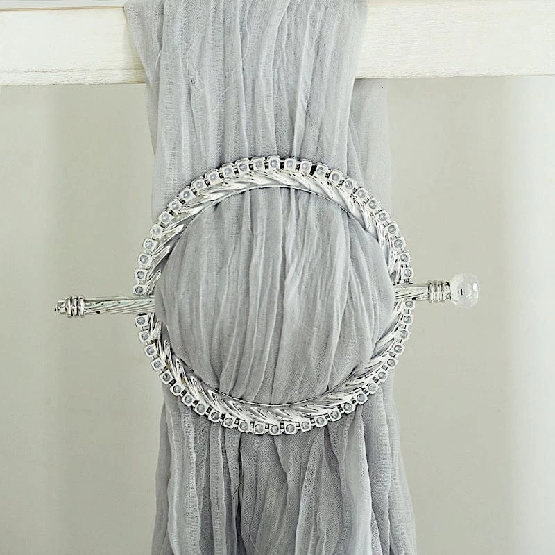 2 Round 6 In Plastic Curtain Tie Backs Braided Design With Acrylic Crystals - Image 20