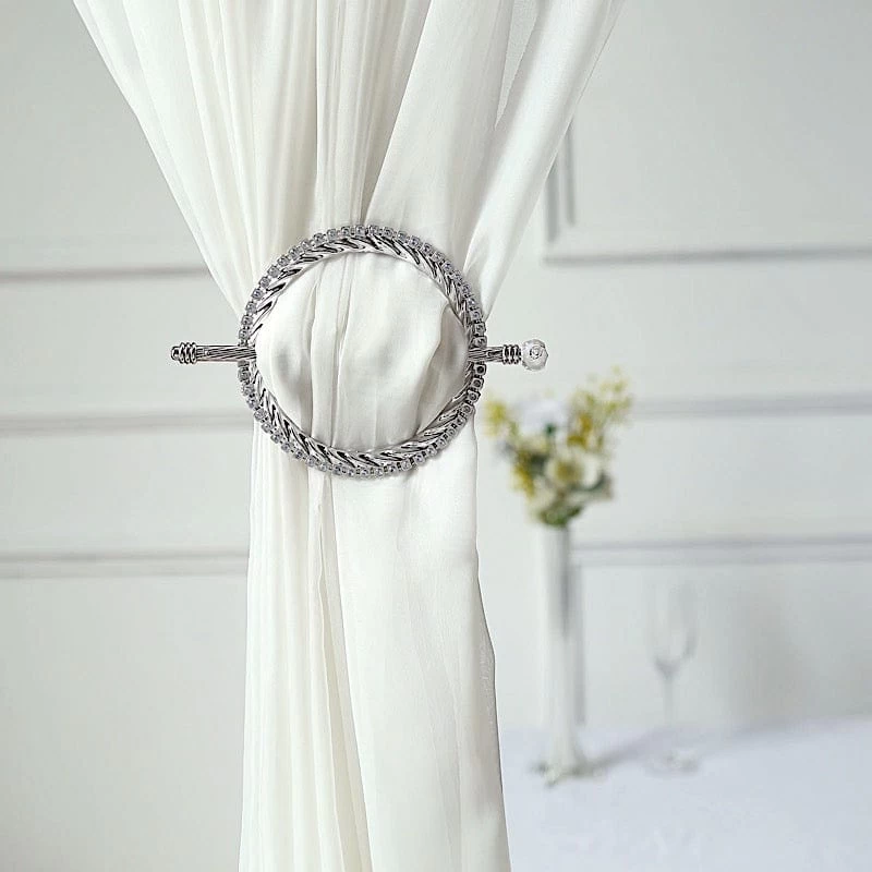 2 Round 6 In Plastic Curtain Tie Backs Braided Design With Acrylic Crystals - Image 19