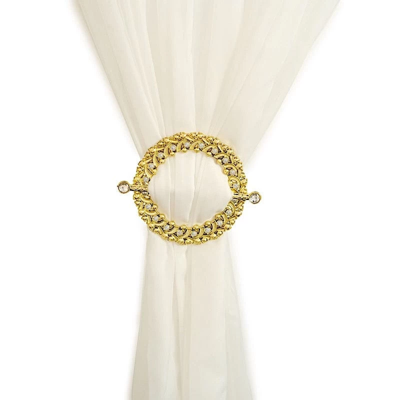 2 Round 7 In Plastic With Acrylic Crystals Curtain Tie Backs Backdrop Drapery Bands - Image 8
