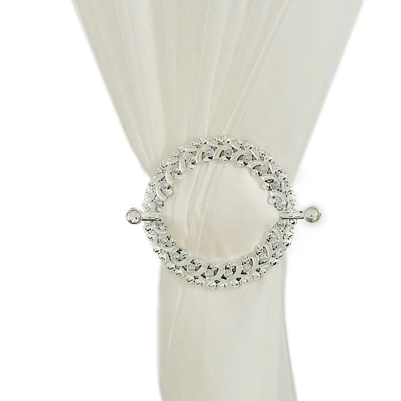 2 Round 7 In Plastic With Acrylic Crystals Curtain Tie Backs Backdrop Drapery Bands - Image 17