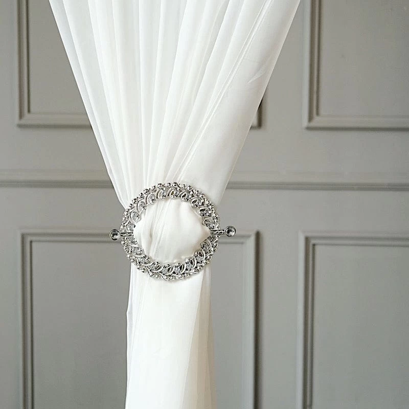 2 Round 7 In Plastic With Acrylic Crystals Curtain Tie Backs Backdrop Drapery Bands - Image 16