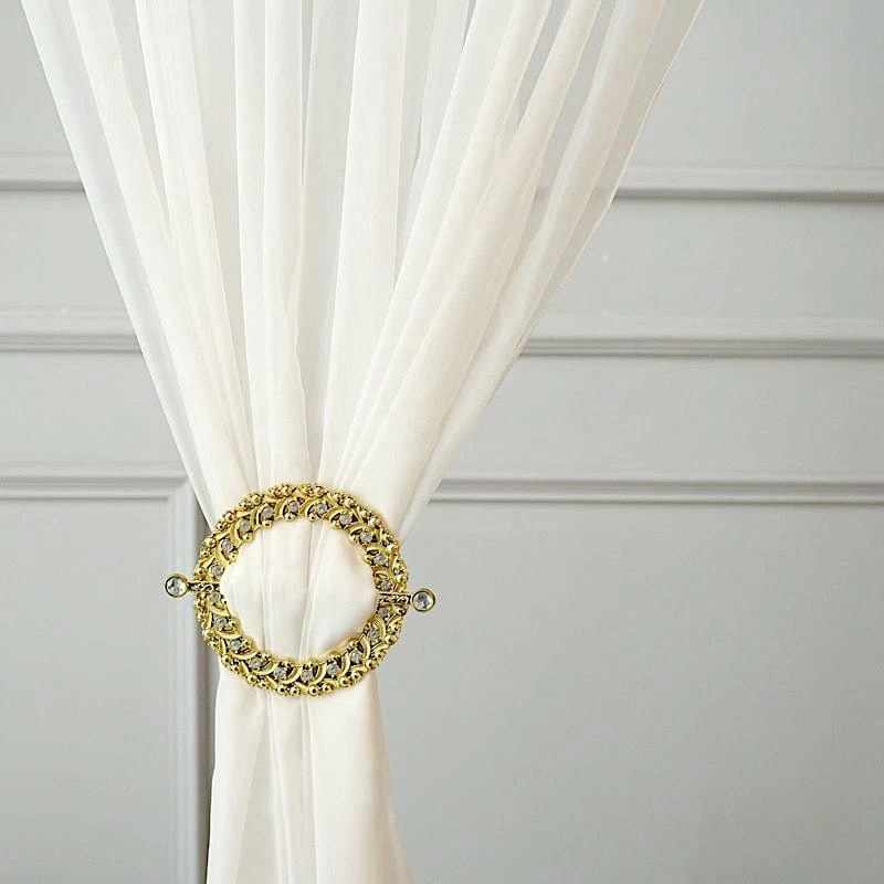 2 Round 7 In Plastic With Acrylic Crystals Curtain Tie Backs Backdrop Drapery Bands - Image 7