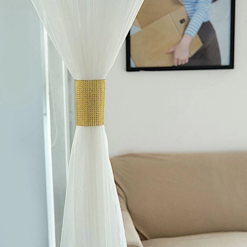4 Rhinestone Mesh With Velcro Curtain Tie Backs Backdrop Drapery Bands - Image 7