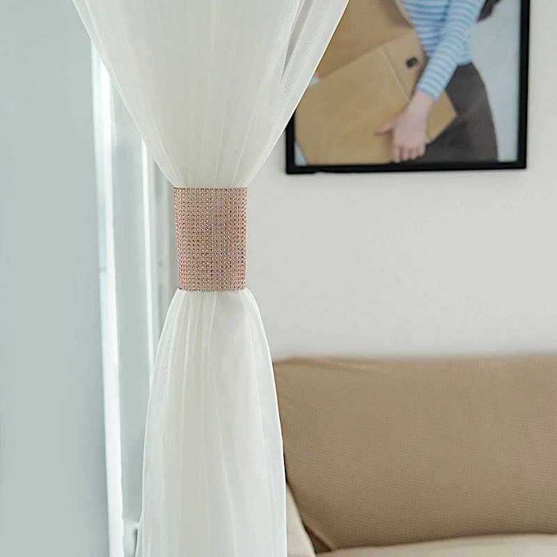 4 Rhinestone Mesh With Velcro Curtain Tie Backs Backdrop Drapery Bands - Image 16