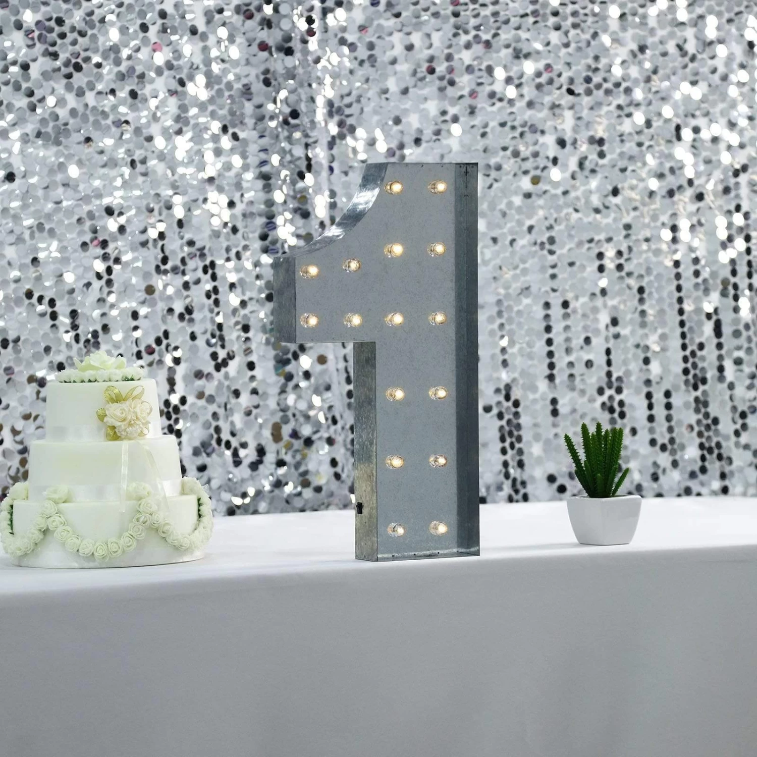 Silver Marquee Number Warm White LED Lighted Sign - Image 8