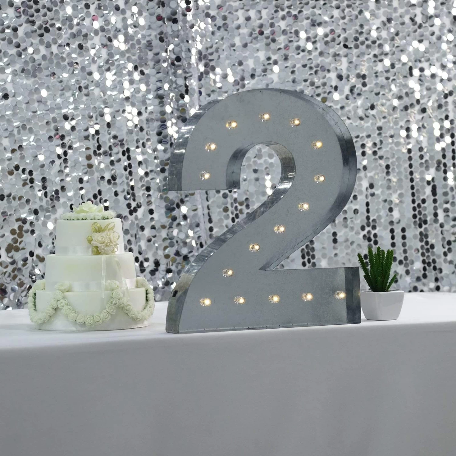 Silver Marquee Number Warm White LED Lighted Sign - Image 17