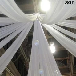 30 Feet Long Premium Sheer Voile Ceiling Draping Panel