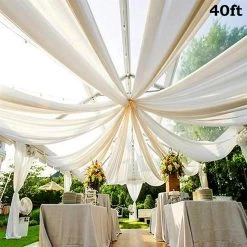 40 Feet Long Premium Sheer Voile Ceiling Draping Panel