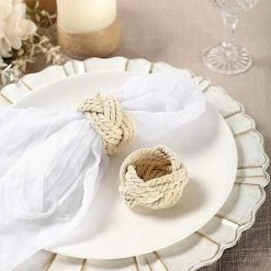 4 Braided Jute Natural Burlap Napkin Rings