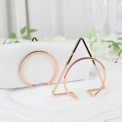 4 Gold Metallic Geometric Circle And Triangle Dinner Napkin Rings