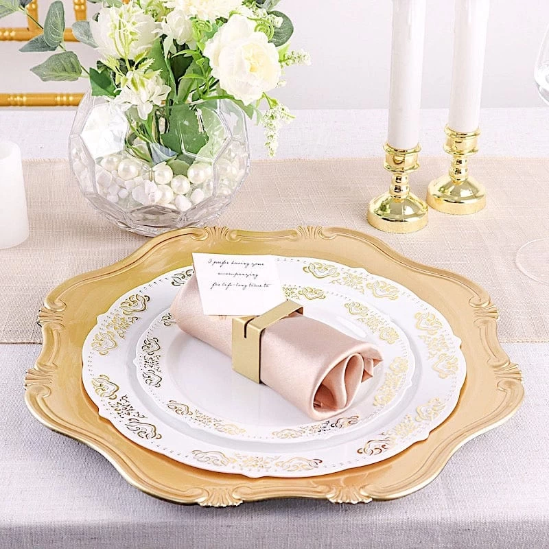 4 Matte Gold Metallic Square Dinner Napkin Rings With Place Card Holder - Image 7