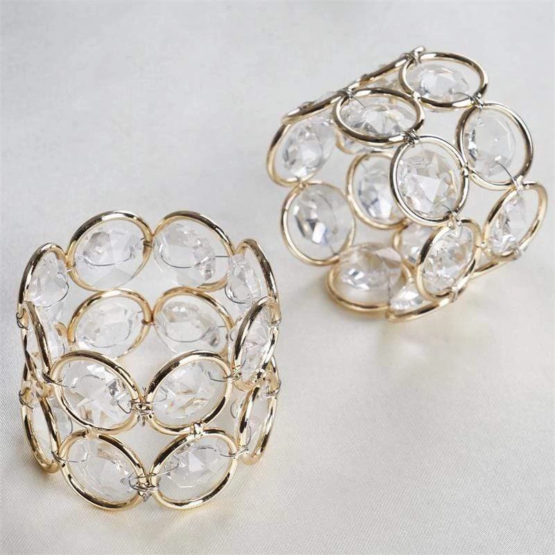 4 Pcs Faux Crystal Beaded Design Napkin Rings
