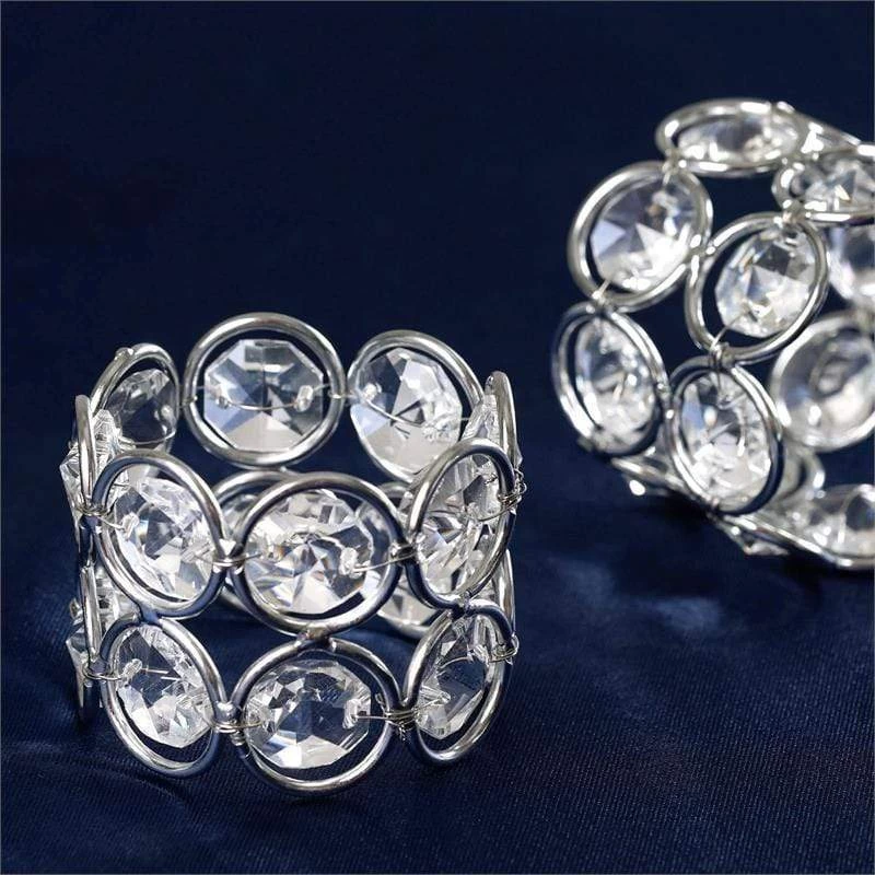 4 Pcs Faux Crystal Beaded Design Napkin Rings - Image 7