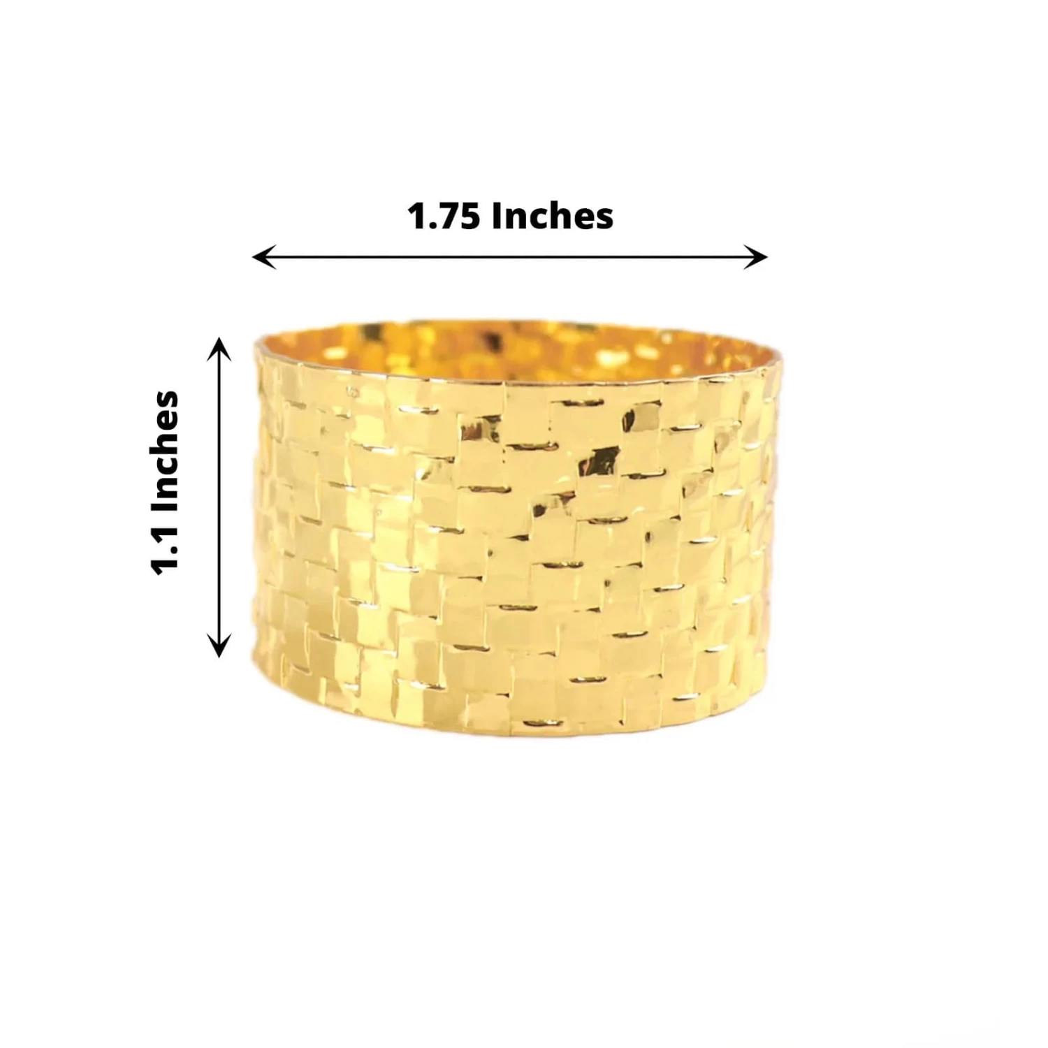 4 Round Metallic Dinner Napkin Rings With Basket Weave Design - Image 4