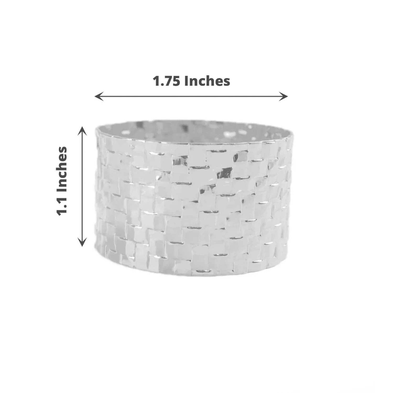 4 Round Metallic Dinner Napkin Rings With Basket Weave Design - Image 13