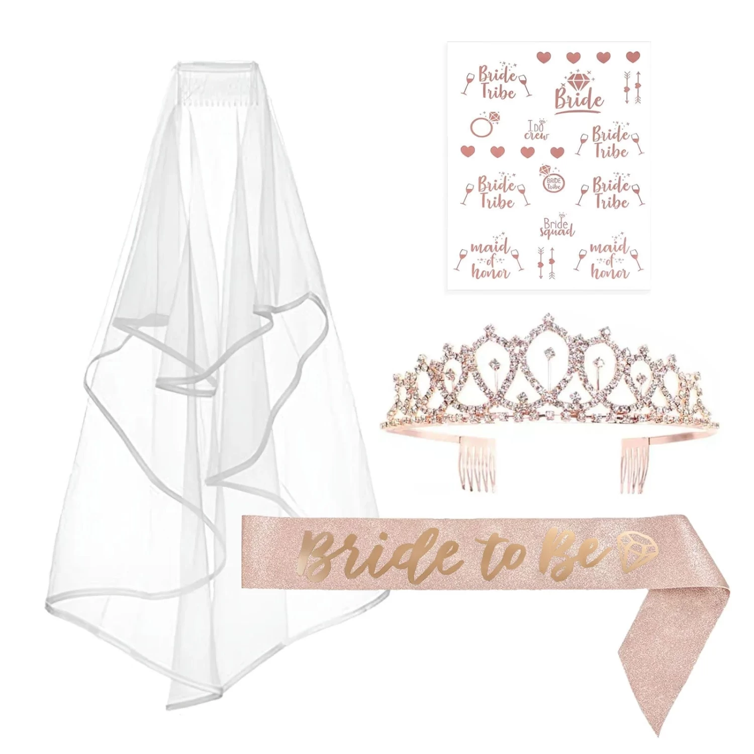 White Blush Rose Gold Bridal Shower Decoration Set Bachelorette Party Supplies Kit