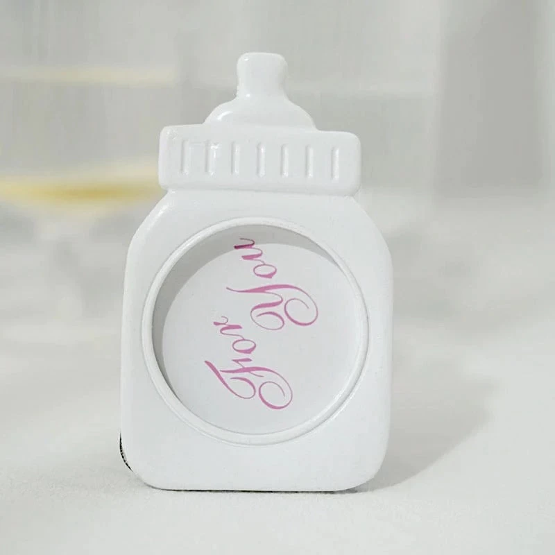 4 White With Pink 4" Mini Feeding Bottle Picture Frames Baby Shower Favors - Image 8