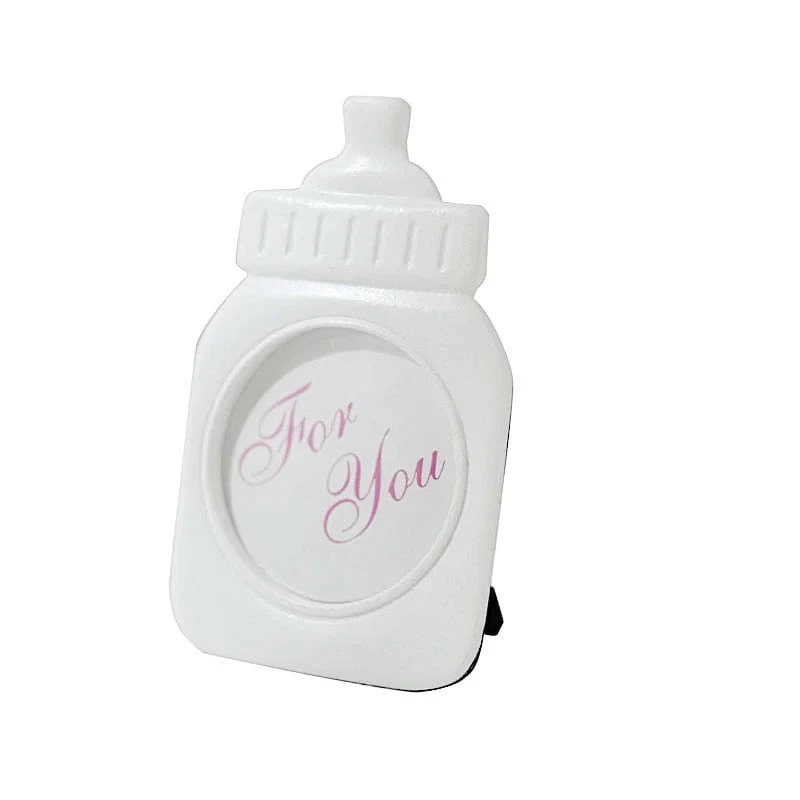 4 White With Pink 4" Mini Feeding Bottle Picture Frames Baby Shower Favors - Image 9