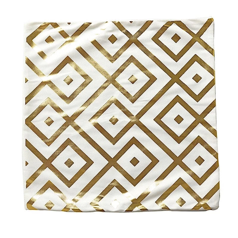 4 Velvet 18x18 In Square Throw Pillow Covers With Gold Geometric Print - Image 9
