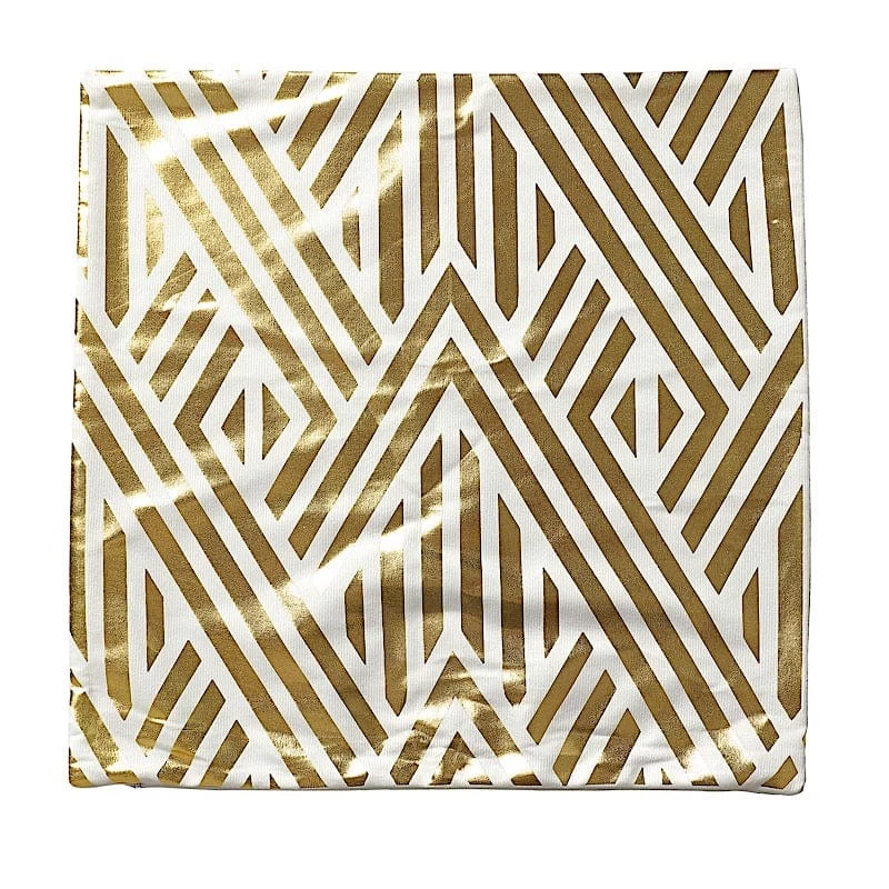 4 Velvet 18x18 In Square Throw Pillow Covers With Gold Geometric Print - Image 8