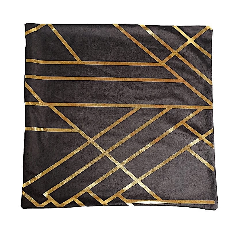 4 Velvet 18x18 In Square Throw Pillow Covers With Gold Geometric Print - Image 20