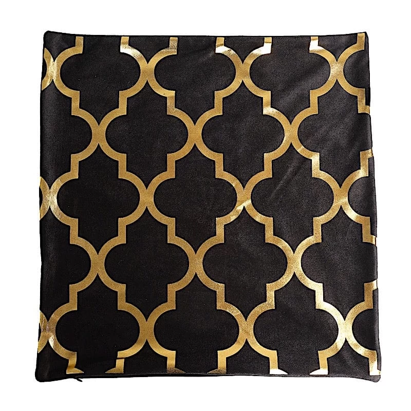 4 Velvet 18x18 In Square Throw Pillow Covers With Gold Geometric Print - Image 18