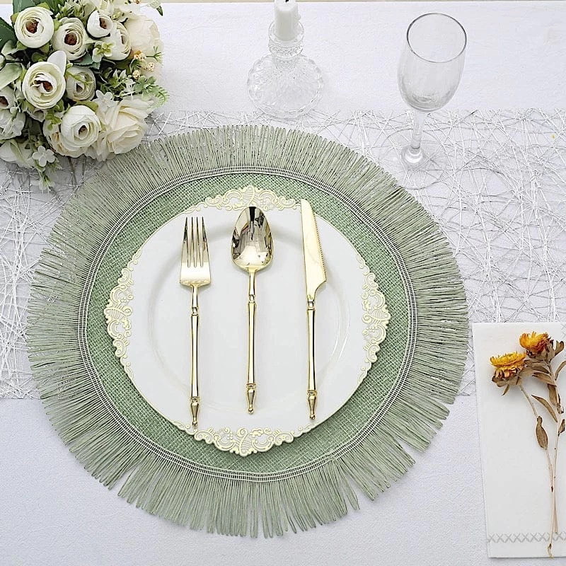 4 Pcs 16 In Round Jute Burlap Table Placemats With Fringe Edge - Image 15