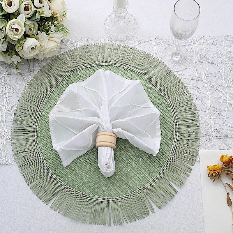 4 Pcs 16 In Round Jute Burlap Table Placemats With Fringe Edge - Image 16