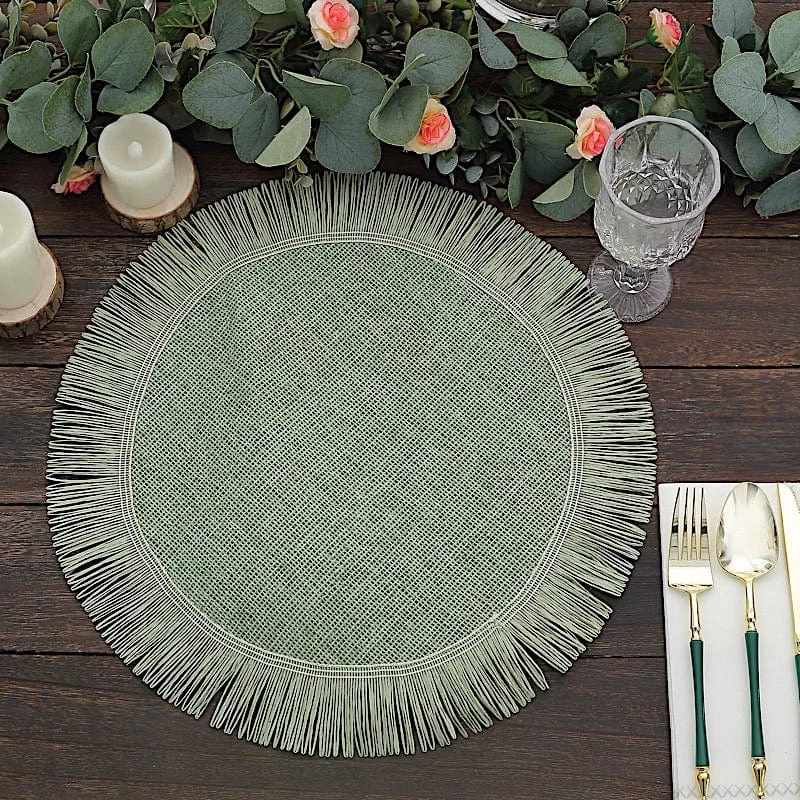 4 Pcs 16 In Round Jute Burlap Table Placemats With Fringe Edge - Image 11