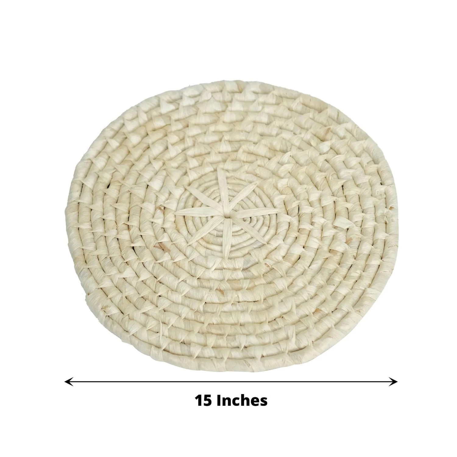 4 Round 15 In Natural Corn Husk Placemats Woven Tablemats - Image 4