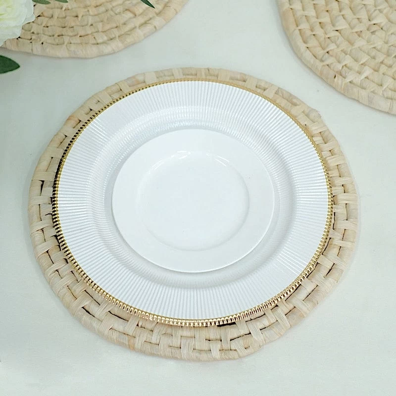 4 Round 15 In Natural Corn Husk Placemats Woven Tablemats - Image 5