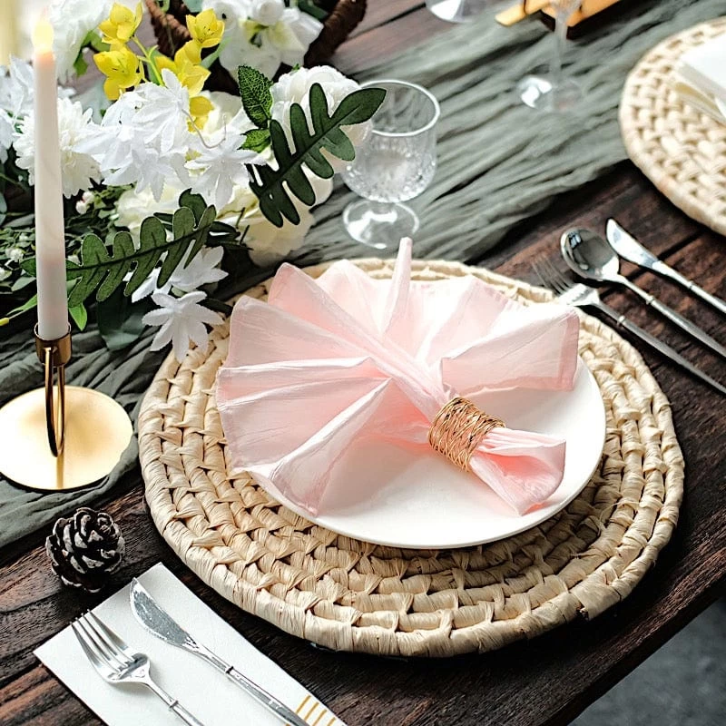 4 Round 15 In Natural Corn Husk Placemats Woven Tablemats - Image 7