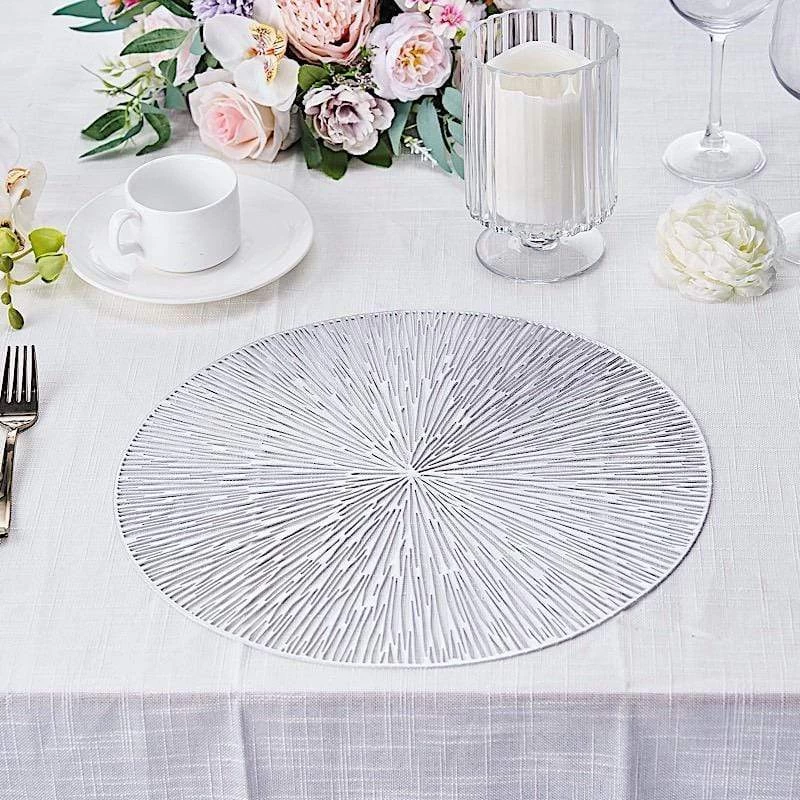6 Pcs 15 In Wide Spike Design Round Vinyl Placemats - Image 18