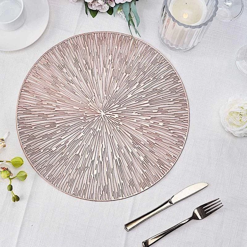 6 Pcs 15 In Wide Spike Design Round Vinyl Placemats