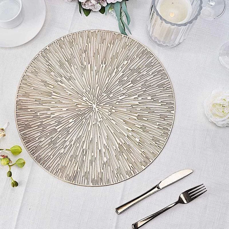 6 Pcs 15 In Wide Spike Design Round Vinyl Placemats - Image 8