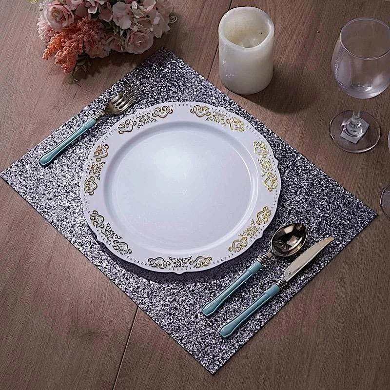 6 Pcs 16 In Rectangle Glitter Faux Leather Placemats - Image 9