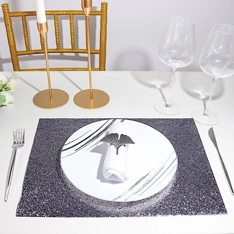 6 Pcs 16 In Rectangle Glitter Faux Leather Placemats - Image 10