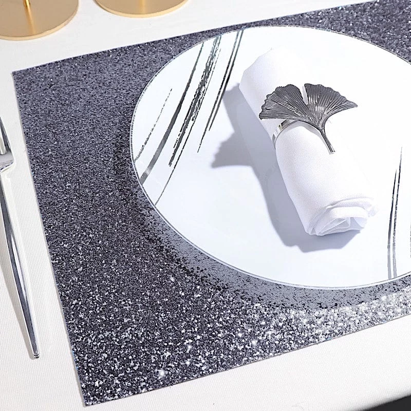 6 Pcs 16 In Rectangle Glitter Faux Leather Placemats - Image 12