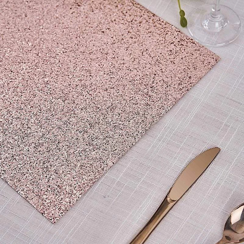6 Pcs 16 In Rectangle Glitter Faux Leather Placemats - Image 19
