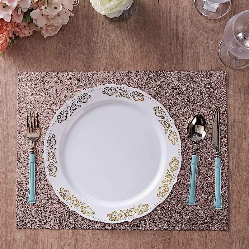 6 Pcs 16 In Rectangle Glitter Faux Leather Placemats - Image 20