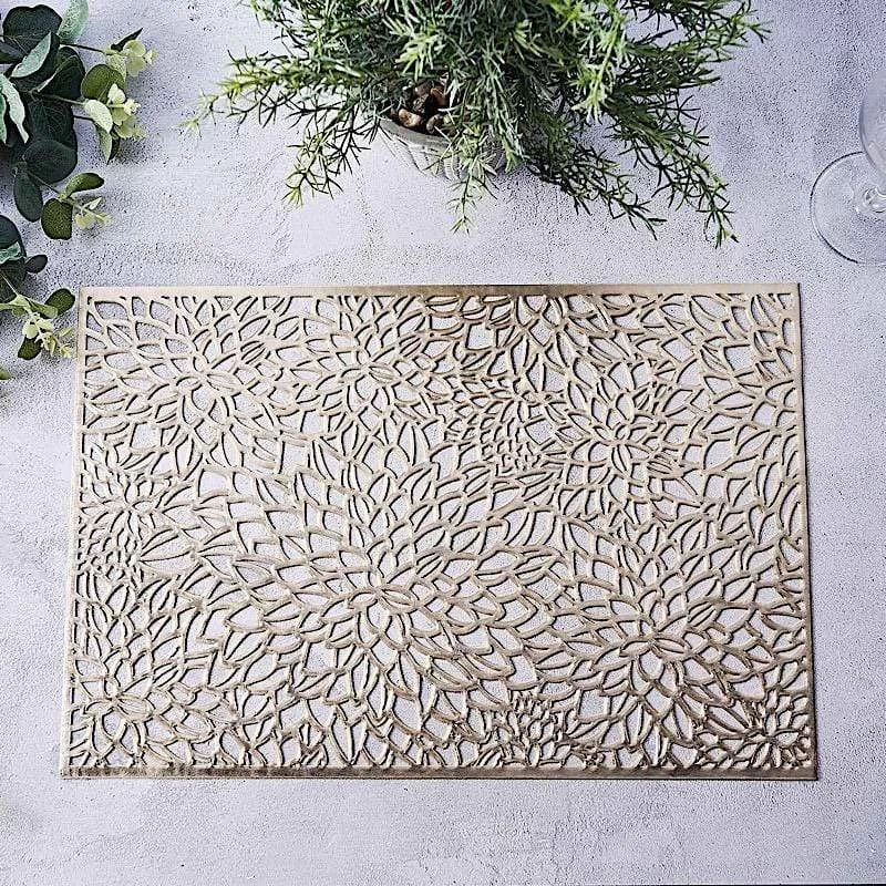 6 Pcs 18 In Rectangle Floral Design Vinyl Placemats - Image 8