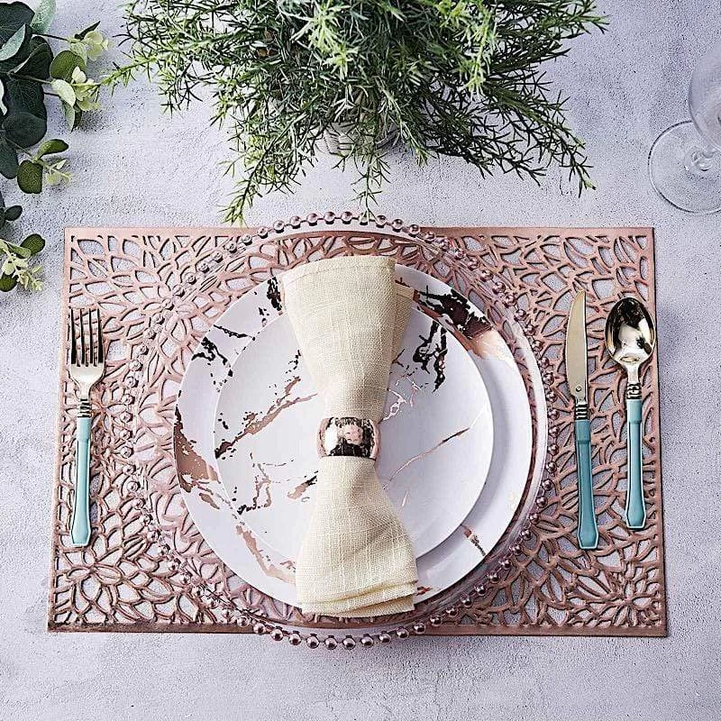 6 Pcs 18 In Rectangle Floral Design Vinyl Placemats - Image 12