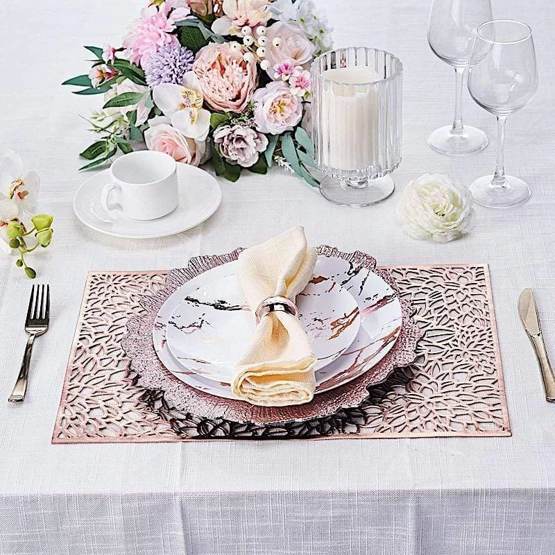 6 Pcs 18 In Rectangle Floral Design Vinyl Placemats - Image 13