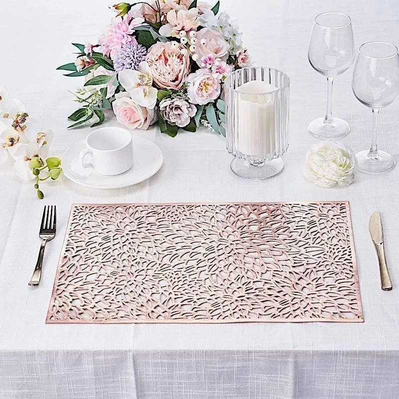 6 Pcs 18 In Rectangle Floral Design Vinyl Placemats - Image 15